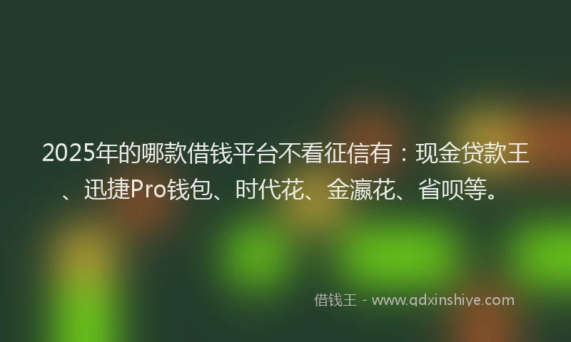 2025年的哪款借钱平台不看征信有：现金贷款王、迅捷Pro钱包、时代花、金瀛花、省呗等。