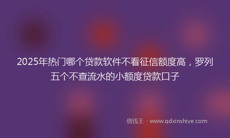 2025年热门哪个贷款软件不看征信额度高，罗列五个不查流水的小额度贷款口子