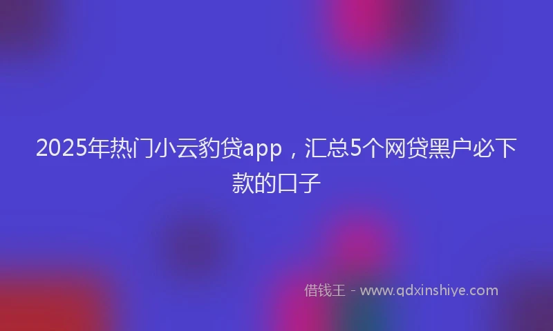 2025年热门小云豹贷app，汇总5个网贷黑户必下款的口子