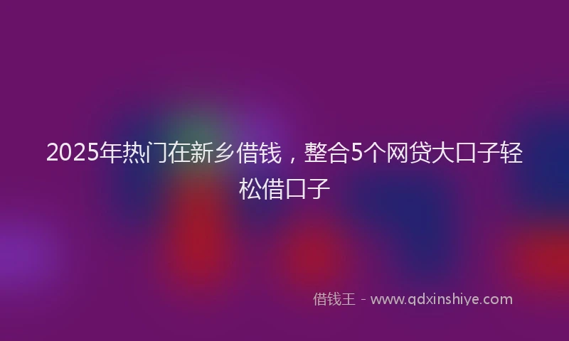 2025年热门在新乡借钱，整合5个网贷大口子轻松借口子