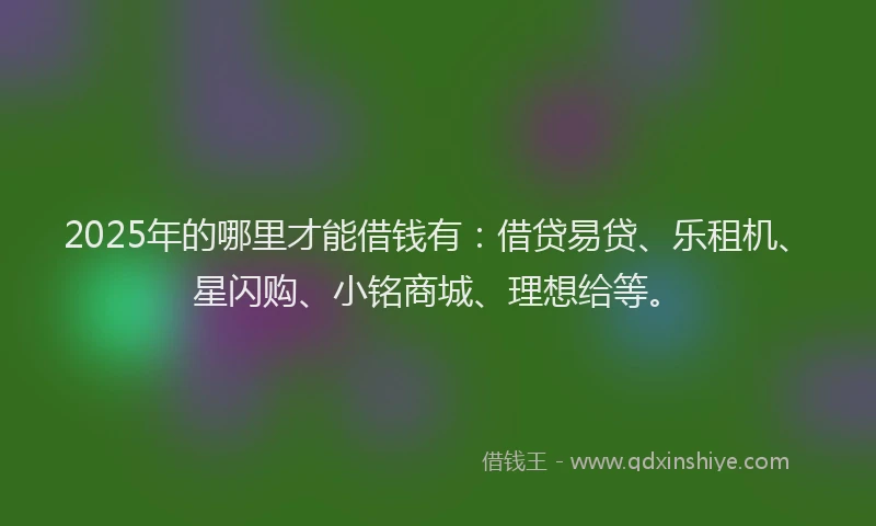 2025年的哪里才能借钱有：借贷易贷、乐租机、星闪购、小铭商城、理想给等。