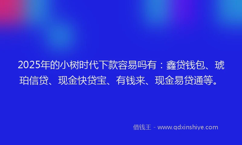 2025年的小树时代下款容易吗有：鑫贷钱包、琥珀信贷、现金快贷宝、有钱来、现金易贷通等。