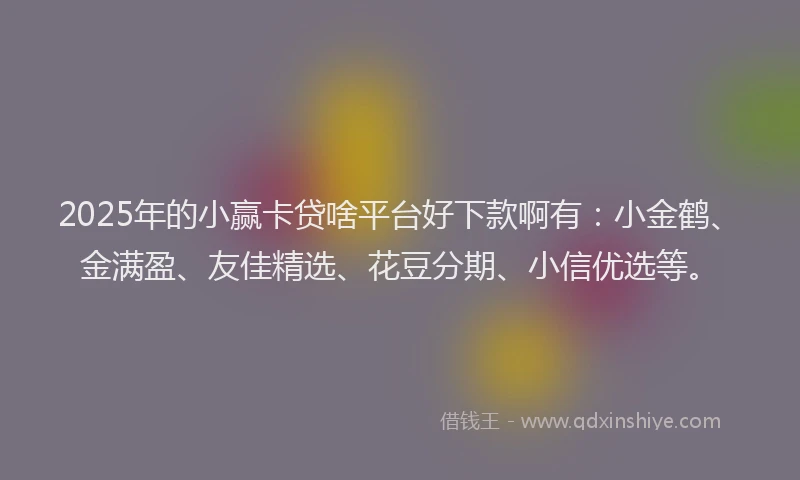 2025年的小赢卡贷啥平台好下款啊有：小金鹤、金满盈、友佳精选、花豆分期、小信优选等。