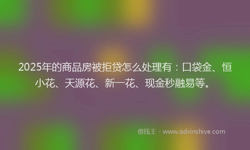 2025年的商品房被拒贷怎么处理有：口袋金、恒小花、天源花、新一花、现金秒融易等。
