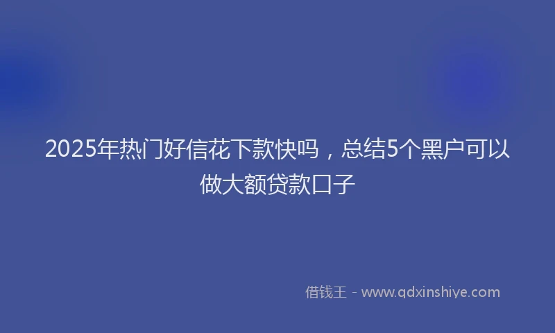 2025年热门好信花下款快吗，总结5个黑户可以做大额贷款口子