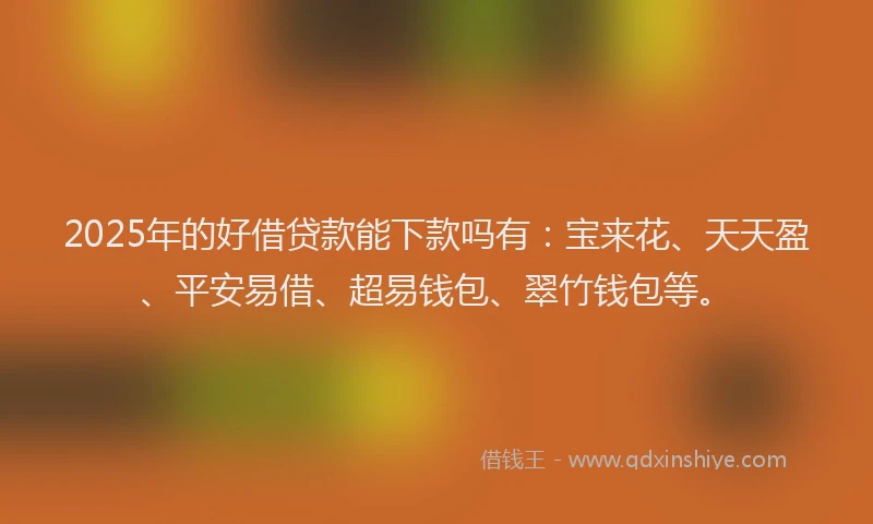 2025年的好借贷款能下款吗有：宝来花、天天盈、平安易借、超易钱包、翠竹钱包等。