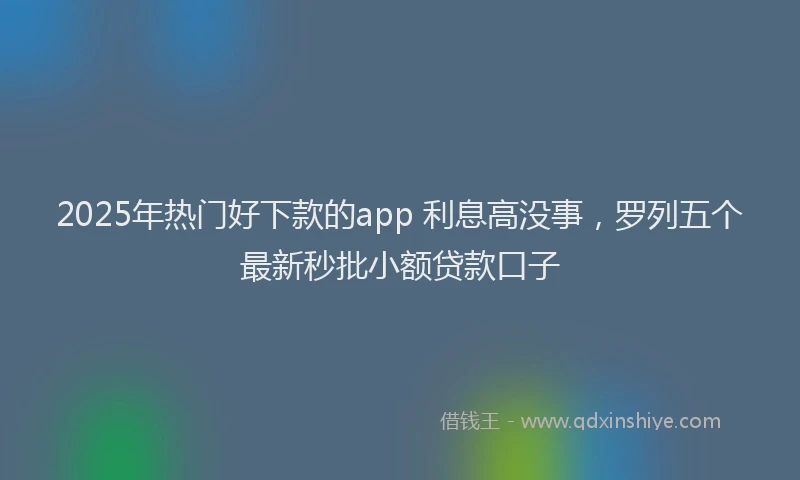 2025年热门好下款的app 利息高没事，罗列五个最新秒批小额贷款口子