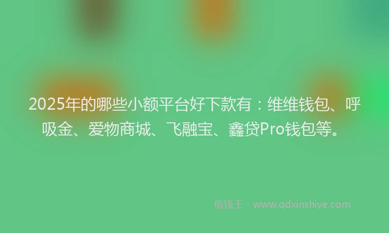 2025年的哪些小额平台好下款有：维维钱包、呼吸金、爱物商城、飞融宝、鑫贷Pro钱包等。