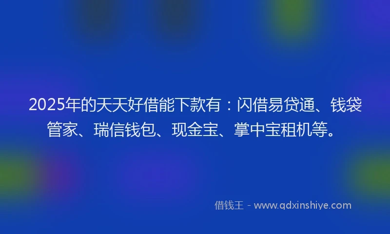 2025年的天天好借能下款有：闪借易贷通、钱袋管家、瑞信钱包、现金宝、掌中宝租机等。