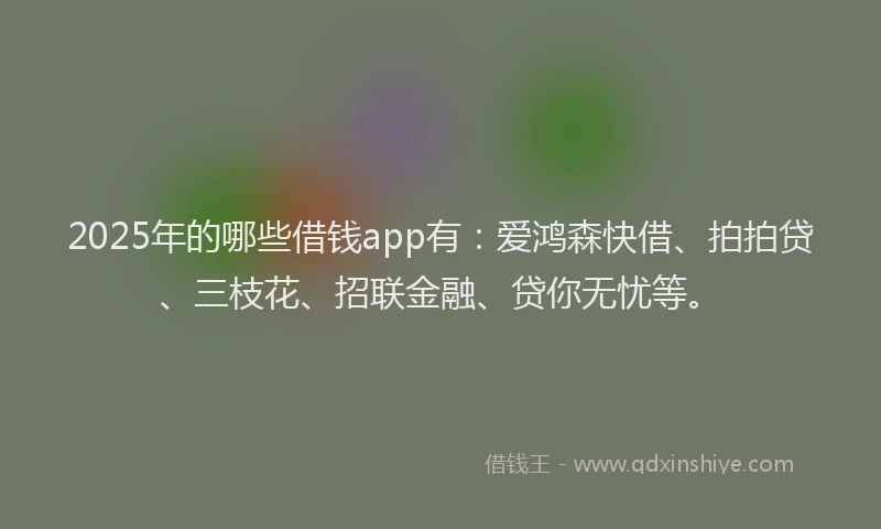 2025年的哪些借钱app有：爱鸿森快借、拍拍贷、三枝花、招联金融、贷你无忧等。