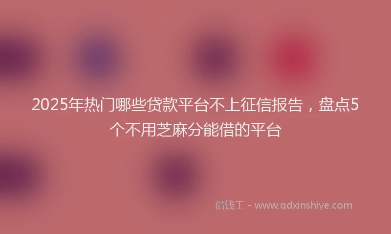 2025年热门哪些贷款平台不上征信报告，盘点5个不用芝麻分能借的平台