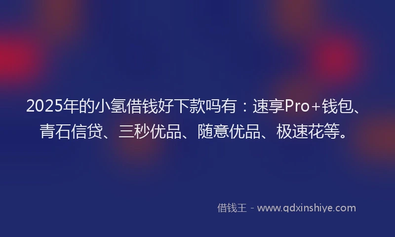 2025年的小氢借钱好下款吗有：速享Pro+钱包、青石信贷、三秒优品、随意优品、极速花等。