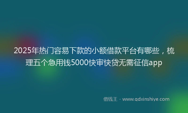 2025年热门容易下款的小额借款平台有哪些,梳理五个急用钱5000快审快贷无需征信app
