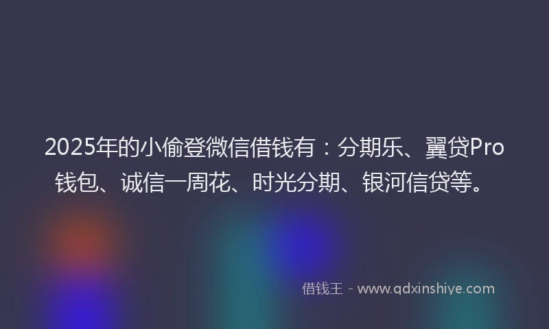 2025年的小偷登微信借钱有：分期乐、翼贷Pro钱包、诚信一周花、时光分期、银河信贷等。