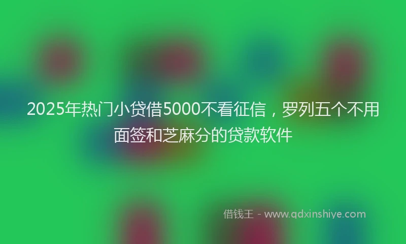 2025年热门小贷借5000不看征信，罗列五个不用面签和芝麻分的贷款软件