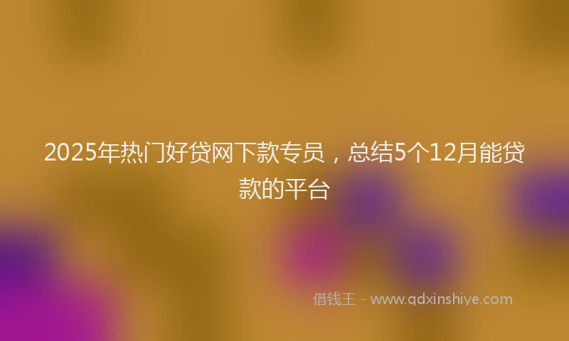 2025年热门好贷网下款专员，总结5个12月能贷款的平台