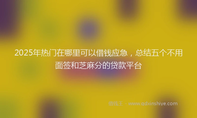 2025年热门在哪里可以借钱应急，总结五个不用面签和芝麻分的贷款平台