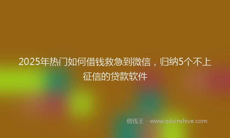 2025年热门如何借钱救急到微信，归纳5个不上征信的贷款软件