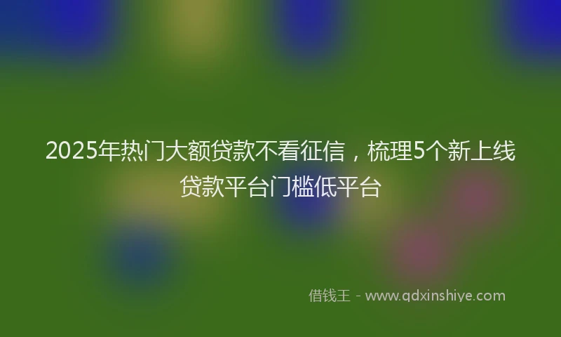 2025年热门大额贷款不看征信，梳理5个新上线贷款平台门槛低平台