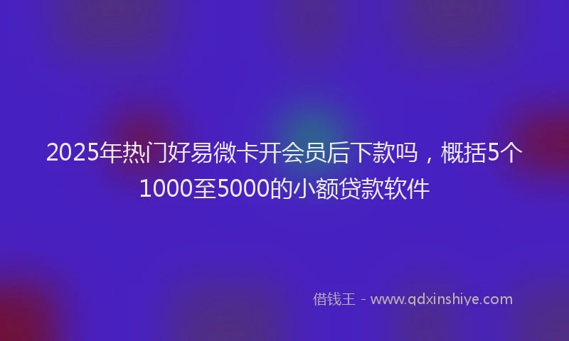 2025年热门好易微卡开会员后下款吗,概括5个1000至5000的小额贷款软件