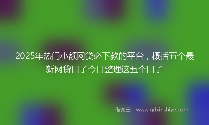2025年热门小额网贷必下款的平台，概括五个最新网贷口子今日整理这五个口子
