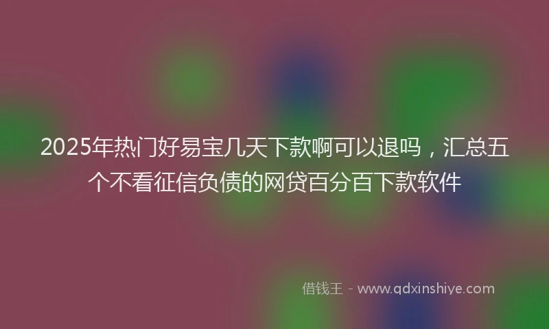 2025年热门好易宝几天下款啊可以退吗,汇总五个不看征信负债的网贷百分百下款软件