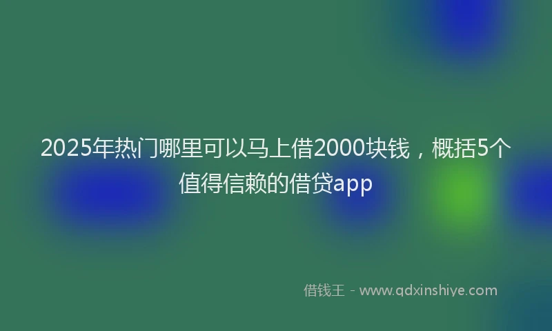 2025年热门哪里可以马上借2000块钱，概括5个值得信赖的借贷app