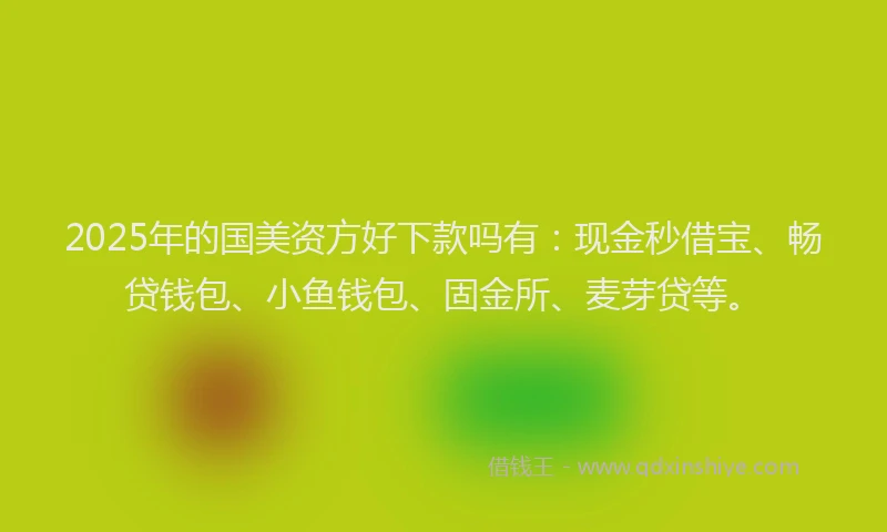 2025年的国美资方好下款吗有：现金秒借宝、畅贷钱包、小鱼钱包、固金所、麦芽贷等。