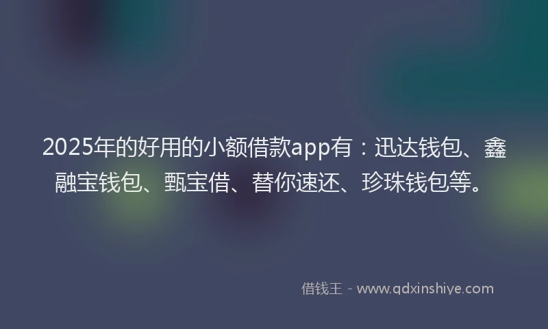 2025年的好用的小额借款app有：迅达钱包、鑫融宝钱包、甄宝借、替你速还、珍珠钱包等。