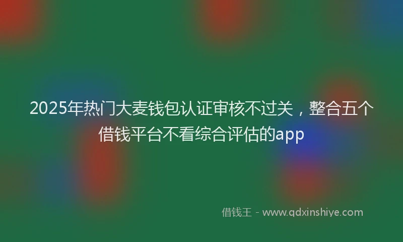 2025年热门大麦钱包认证审核不过关，整合五个借钱平台不看综合评估的app