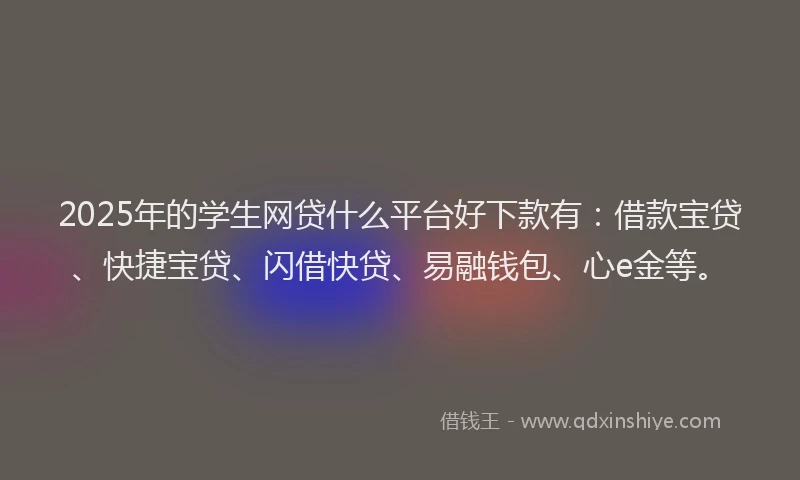2025年的学生网贷什么平台好下款有：借款宝贷、快捷宝贷、闪借快贷、易融钱包、心e金等。