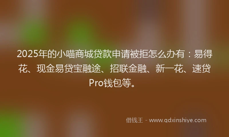 2025年的小喵商城贷款申请被拒怎么办有：易得花、现金易贷宝融途、招联金融、新一花、速贷Pro钱包等。