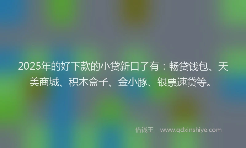 2025年的好下款的小贷新口子有：畅贷钱包、天美商城、积木盒子、金小豚、银票速贷等。