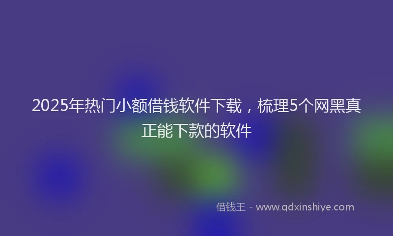 2025年热门小额借钱软件下载，梳理5个网黑真正能下款的软件