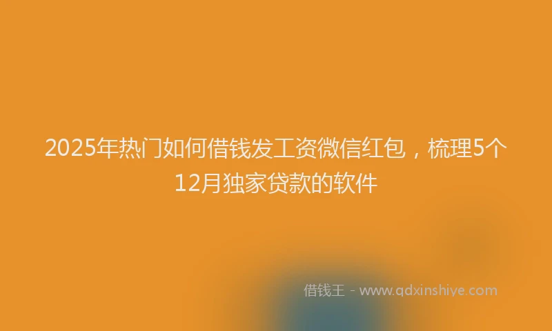 2025年热门如何借钱发工资微信红包，梳理5个12月独家贷款的软件