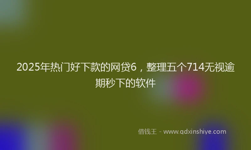 2025年热门好下款的网贷6，整理五个714无视逾期秒下的软件