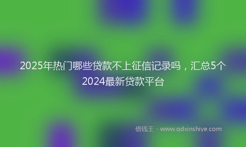2025年热门哪些贷款不上征信记录吗，汇总5个2024最新贷款平台