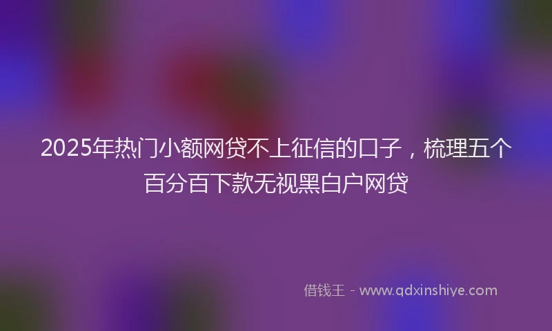 2025年热门小额网贷不上征信的口子,梳理五个百分百下款无视黑白户网贷