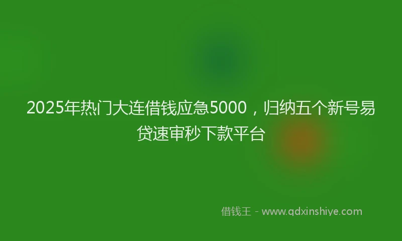 2025年热门大连借钱应急5000，归纳五个新号易贷速审秒下款平台