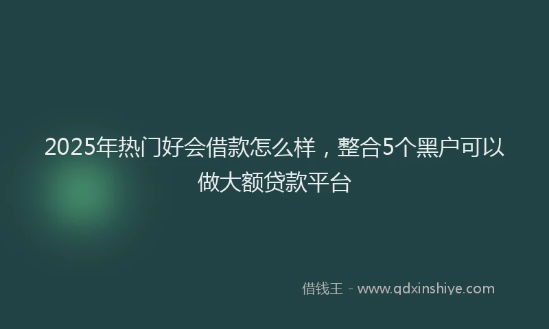 2025年热门好会借款怎么样，整合5个黑户可以做大额贷款平台