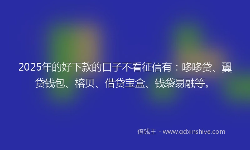 2025年的好下款的口子不看征信有：哆哆贷、翼贷钱包、榕贝、借贷宝盒、钱袋易融等。