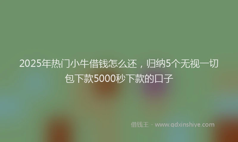 2025年热门小牛借钱怎么还，归纳5个无视一切包下款5000秒下款的口子