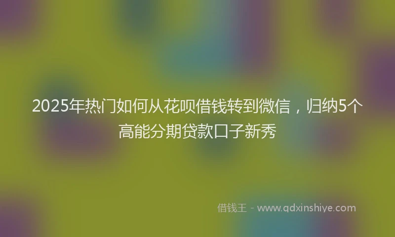 2025年热门如何从花呗借钱转到微信，归纳5个高能分期贷款口子新秀
