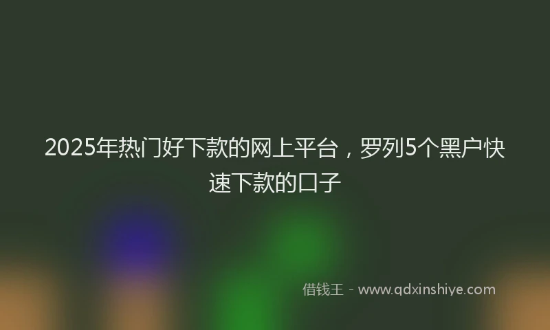 2025年热门好下款的网上平台，罗列5个黑户快速下款的口子