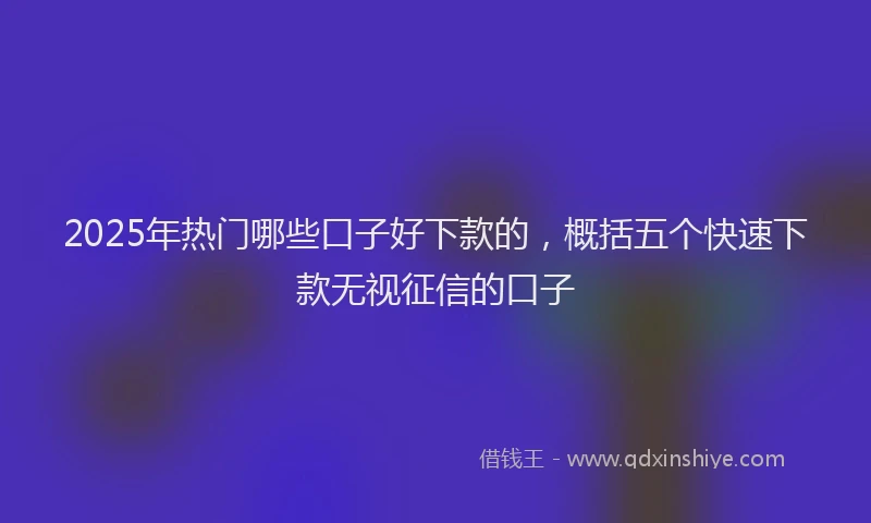 2025年热门哪些口子好下款的，概括五个快速下款无视征信的口子