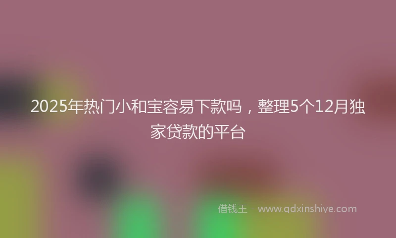 2025年热门小和宝容易下款吗，整理5个12月独家贷款的平台