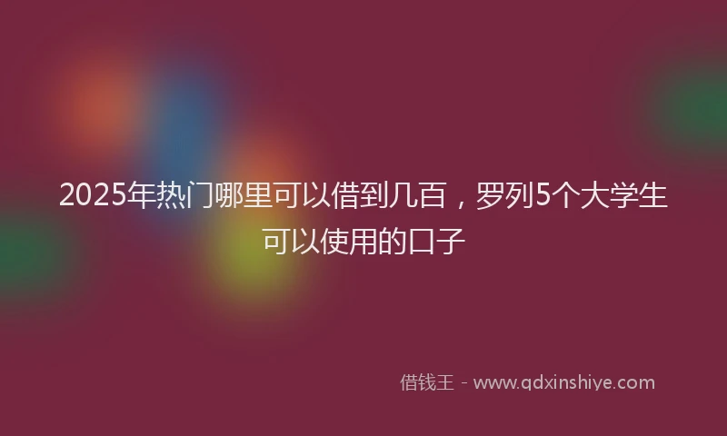 2025年热门哪里可以借到几百，罗列5个大学生可以使用的口子