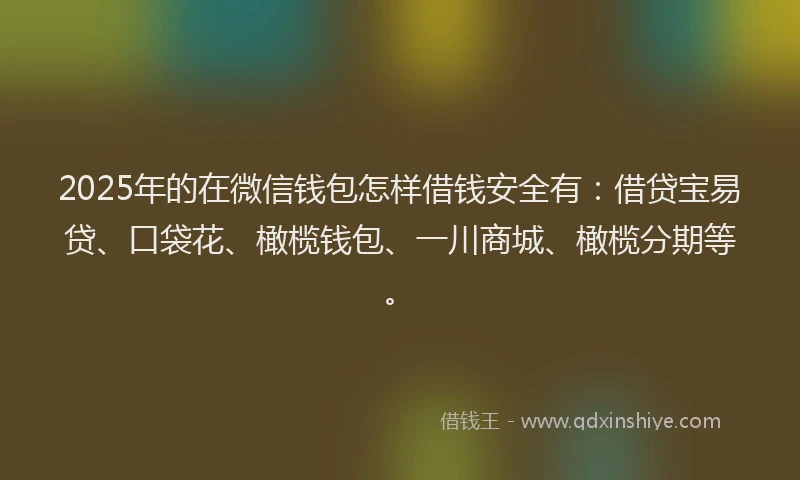 2025年的在微信钱包怎样借钱安全有：借贷宝易贷、口袋花、橄榄钱包、一川商城、橄榄分期等。