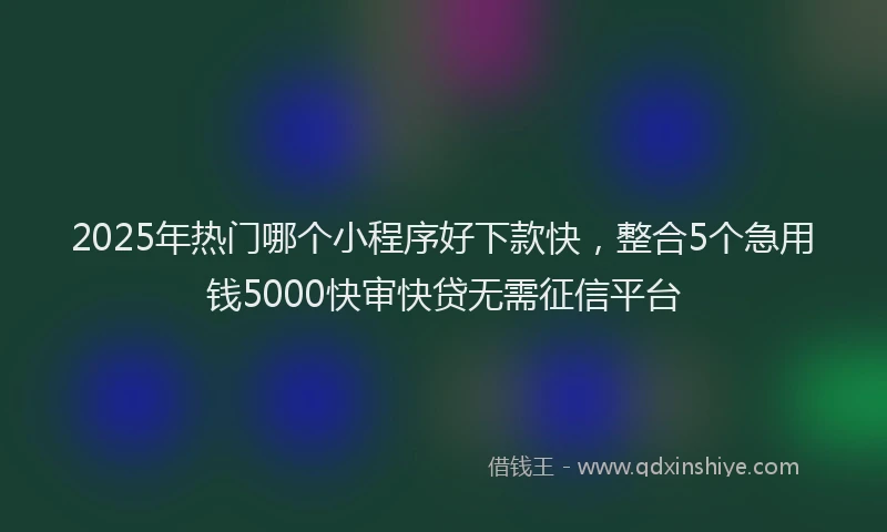 2025年热门哪个小程序好下款快，整合5个急用钱5000快审快贷无需征信平台