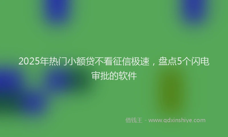 2025年热门小额贷不看征信极速，盘点5个闪电审批的软件